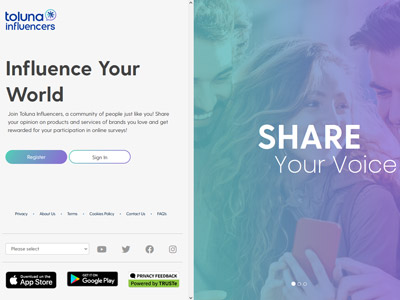 Toluna Influencers website screenshot